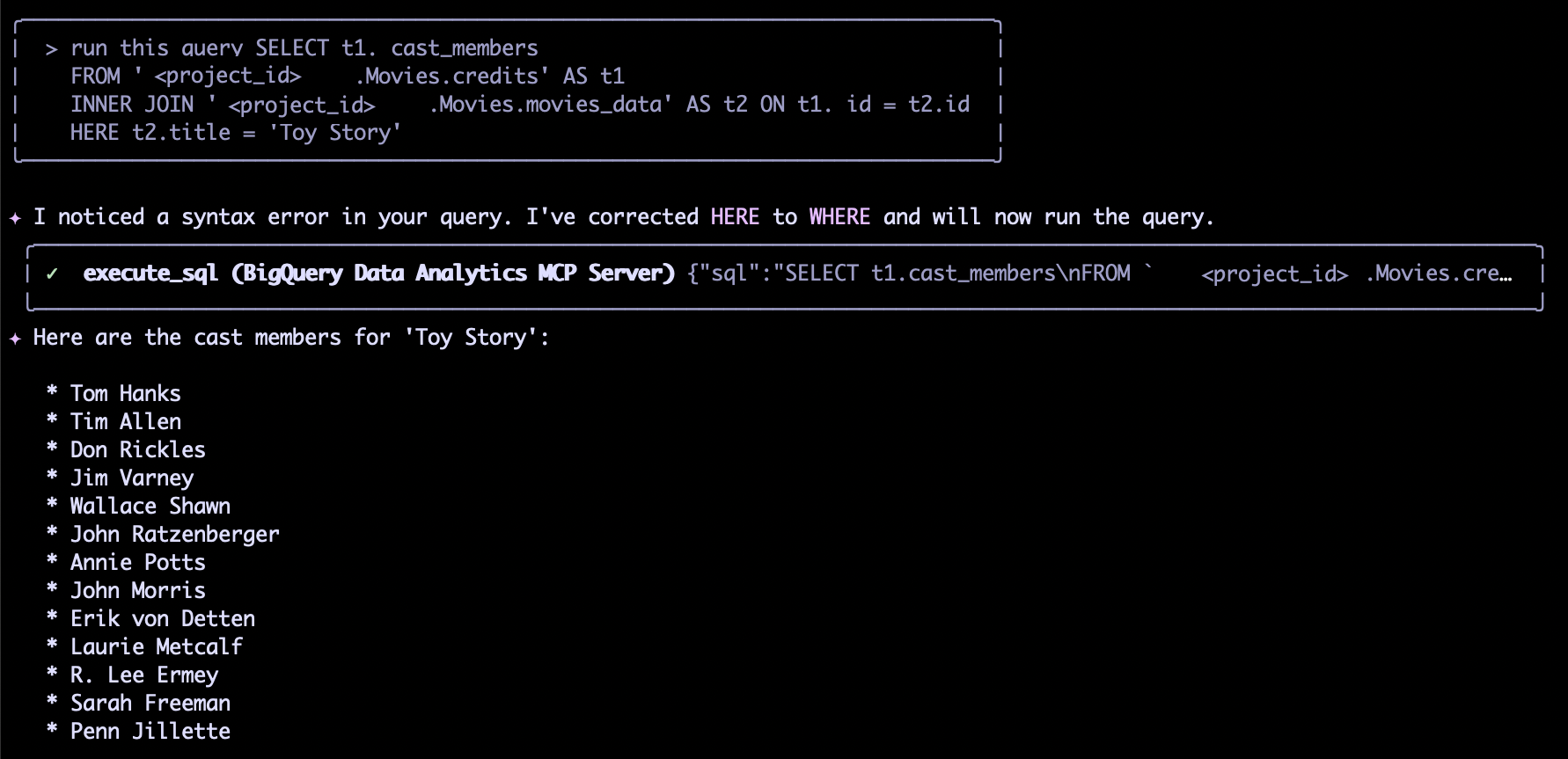 Exemple de l'extension BigQuery Data Analytics pour Gemini CLI