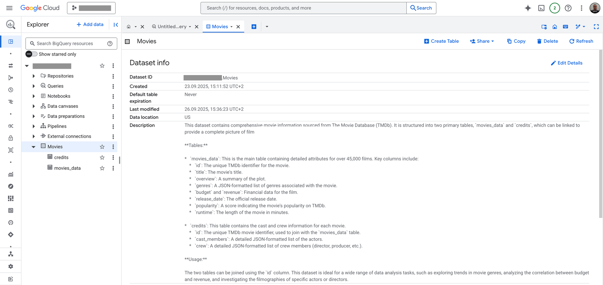 Résultat dans BigQuery